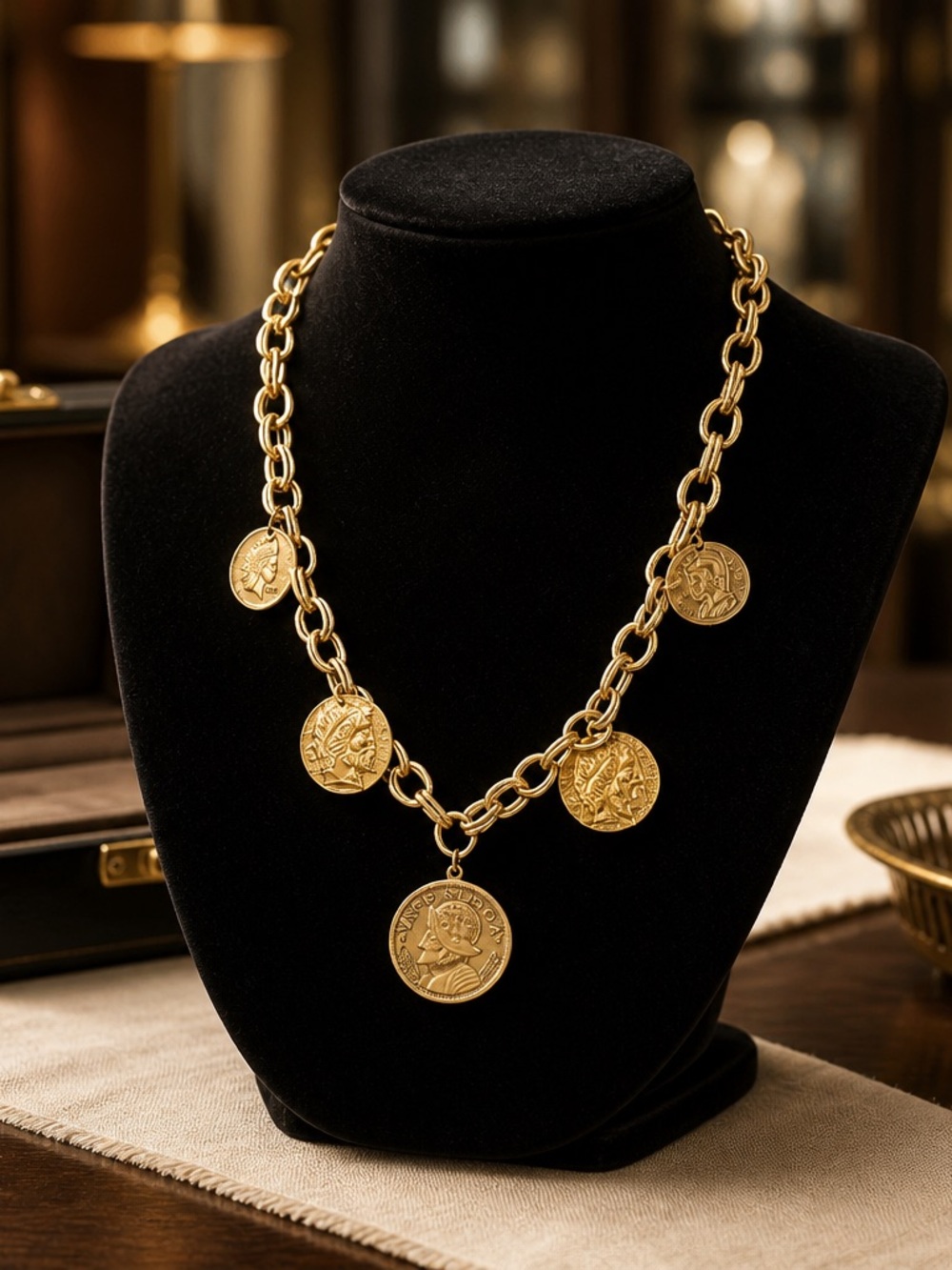 Gold-Tone Coin Charm Necklace - Women Jewelry